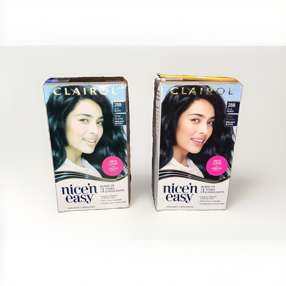 2 Pack Clairol Nice 'N Easy 2BB Blue Black Permanent Hair Dye Color - NEW